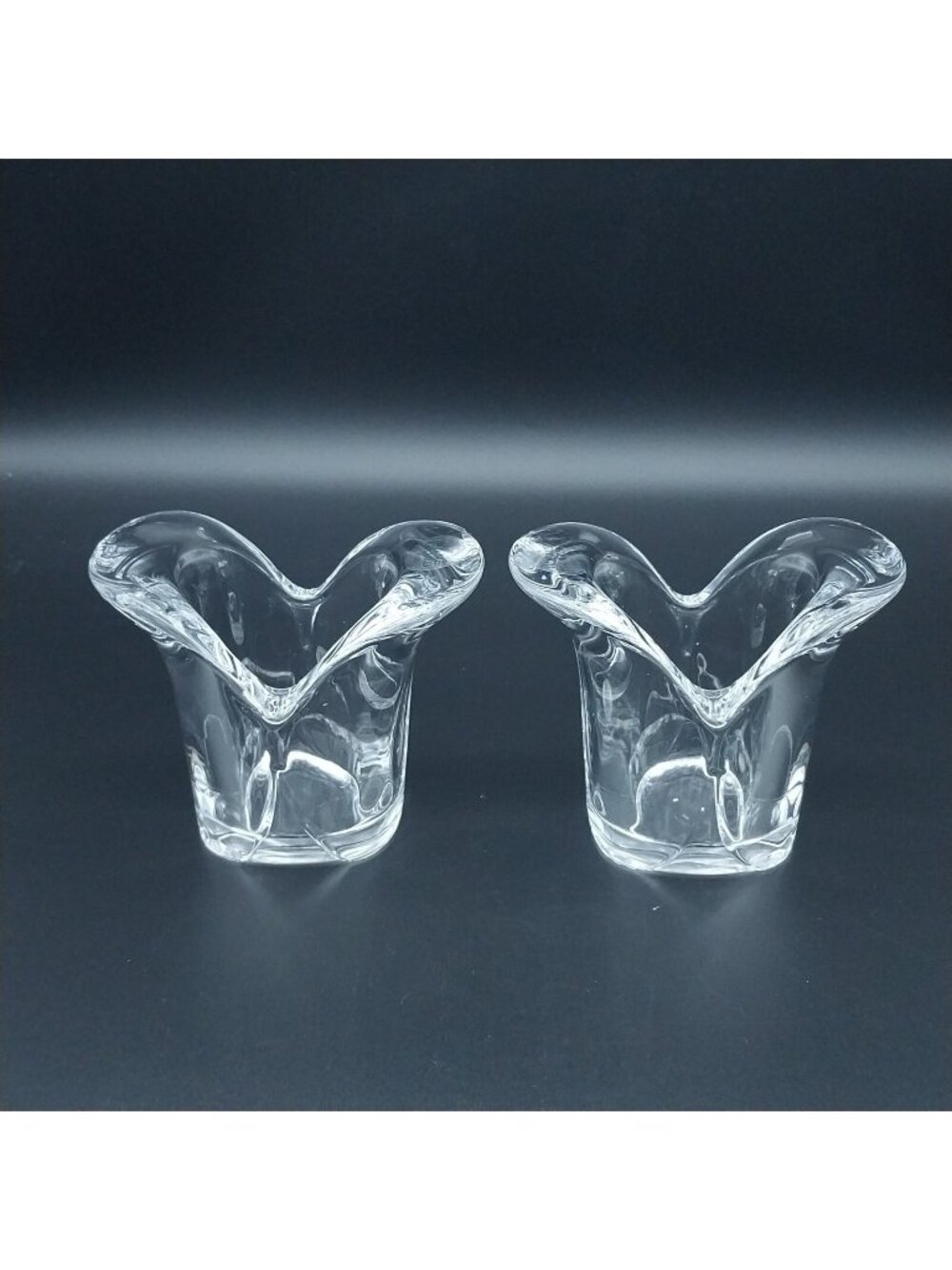 Pair 2 Holmegaard Hidden Heart Votive Candle Holders - Vivianna Torun Bülow-Hübe